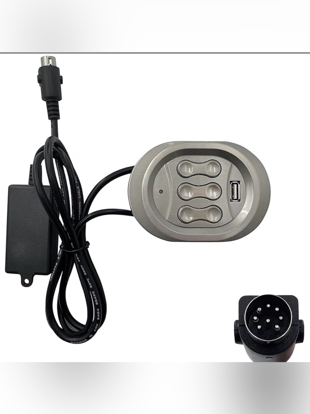 Kaidi KDH166A-003 Recliner Switch 6 Button 8 Pin Headrest Lumbar USB